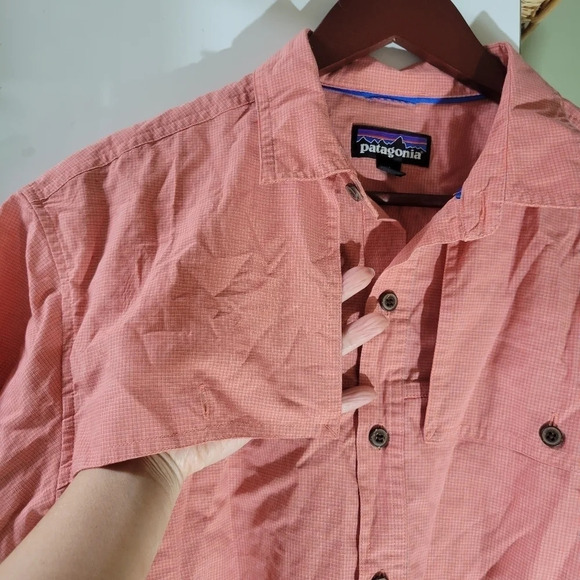 Patagonia short sleeve collared button shirt orange medium - Picture 12 of 13